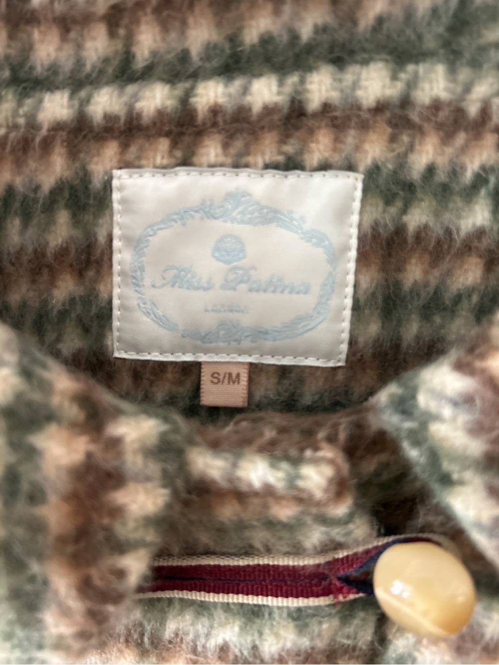 Miss Patina Houndstooth Pea Coat in Green & Tan - Picture 3 of 4